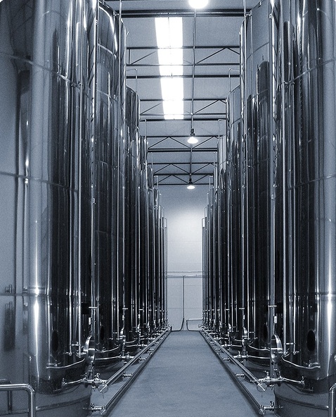 Depósitos-acero-inoxidable-fondo-conico-y-bancada-metálica-MANZANO