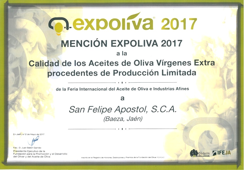 PREMIO MENCION EXPOLIVA 2017