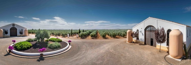 Almazara y olivar panorámica